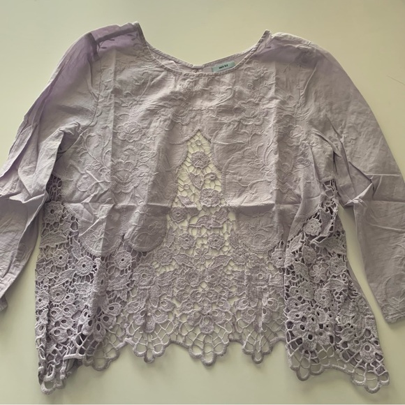 Kimchi Blue Urban Outfitters | Embroidered cotton lilac purple blouse | Openback - Picture 10 of 11